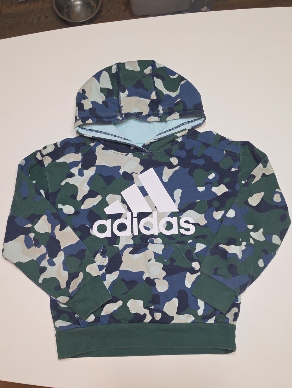 adidas Kids Camouflage Hoodie in Green and Blue
